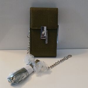 Topshop Olive Textured Bag with Silver Chain NWT
